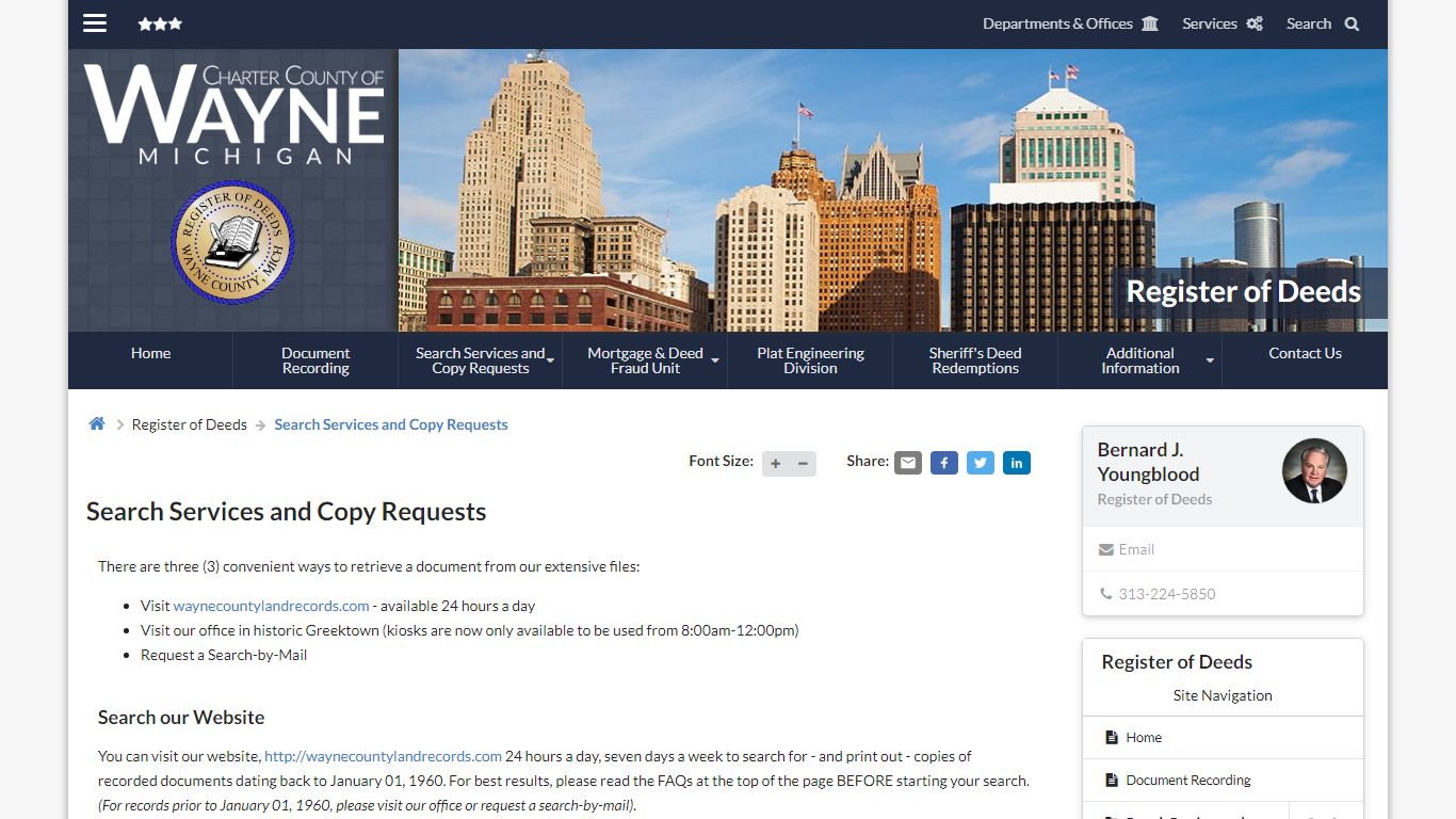 Search Services and Copy Requests | Register of Deeds