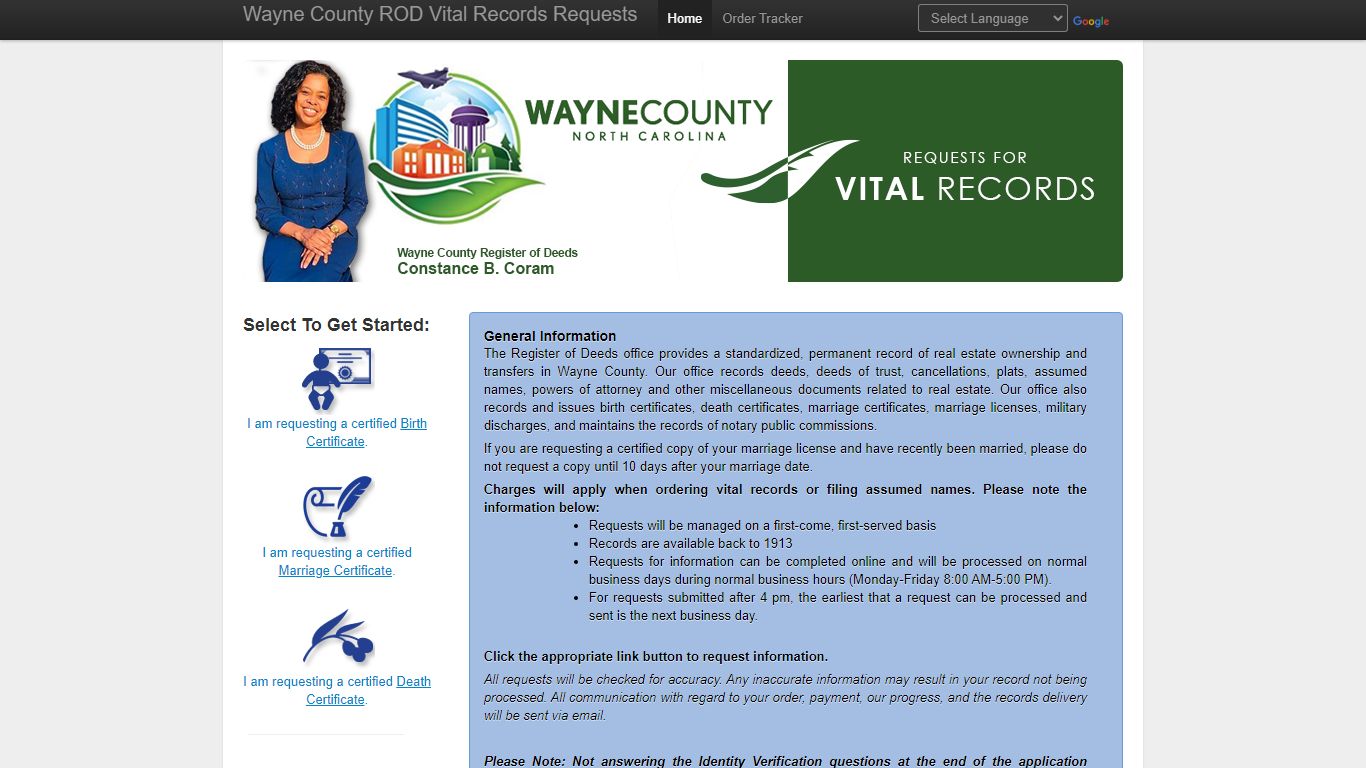 Wayne County Register of Deeds Vital Records Requests